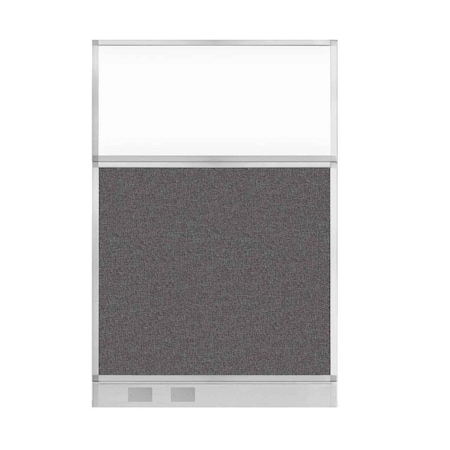 Versare Hush Panel Cubicle Partition 4' x 6' Charcoal Gray Fabric Clear Window w/ Cable Channel 1855607-2